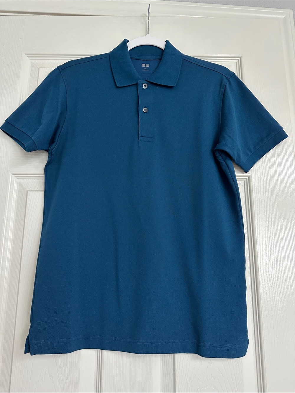 Uniqlo Men's Dark Teal Polo Shirt - Short Sleeve